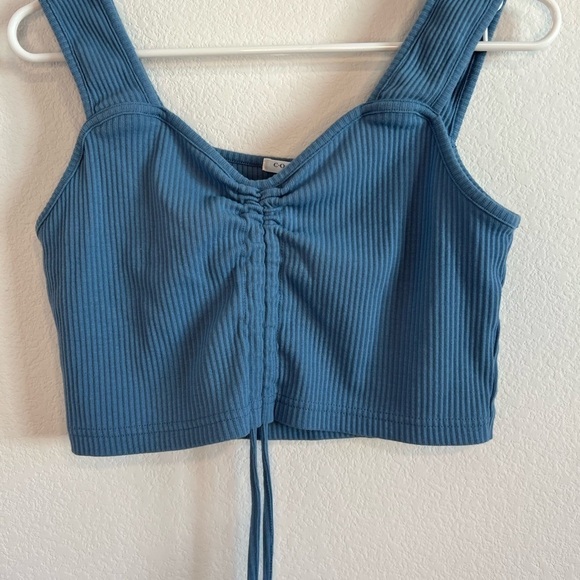 Colza women’s blue ribbed crop top size small - Picture 2 of 6